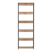 Kaliano stejar-negru metal Bibliotecă 59.5x35x176.5cm, 59.5x35x176.5 cm, Negru-Stejar, vedere laterală, MDF, PAL melaminat, metal, pentru living