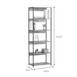 Kaliano stejar-negru metal Bibliotecă, 60x35x177 cm