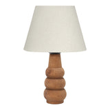 Lampa de Masa Cabini lemn de fag si tesatura, crem, 22x22x30 cm