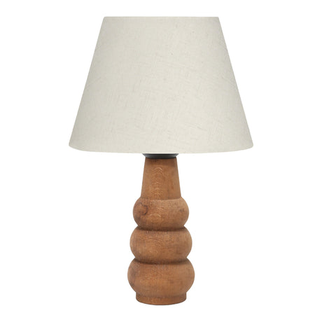 Lampa de Masa Cabini lemn de fag si tesatura, crem, 22x22x30 cm