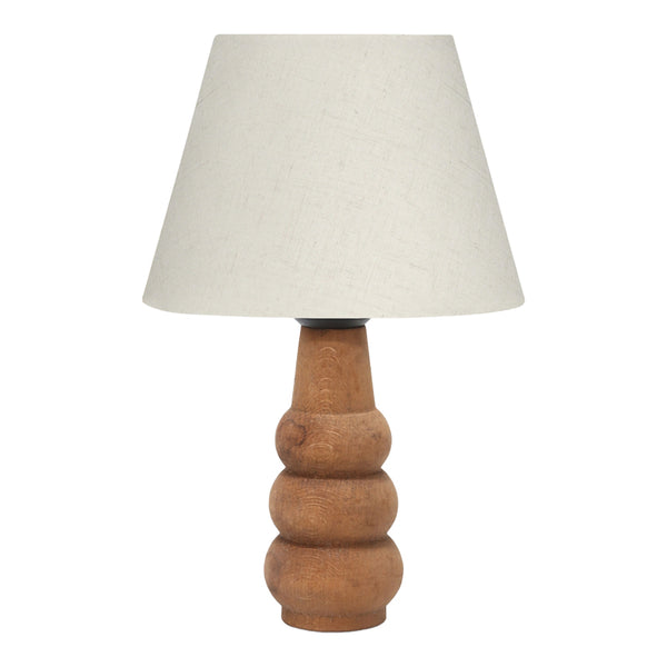Lampa de Masa Cabini lemn de fag si tesatura, crem, 22x22x30 cm