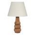 veioza Lampa de Masa Cabini lemn de fag si tesatura crem 22x22x30 cm