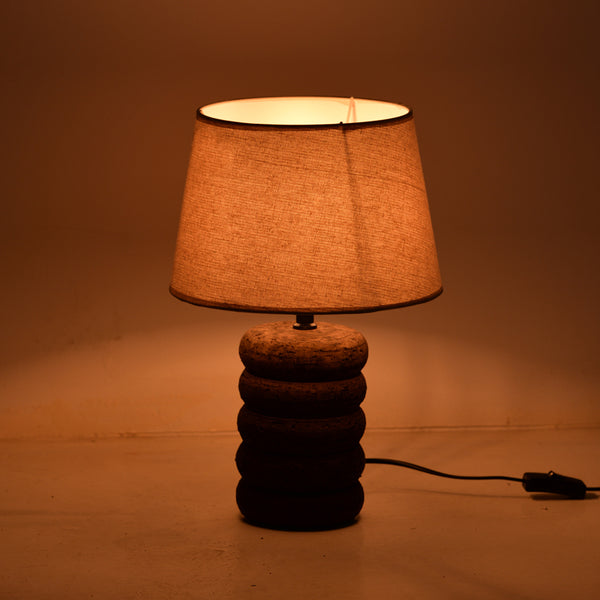 Lampă de masă cu bec Graike, Ceramică, Gri-Bej, 26x37 cm