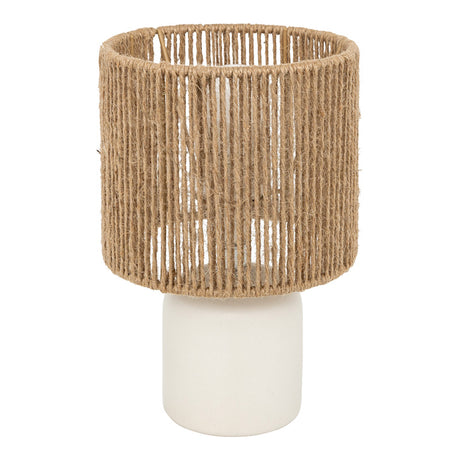 Lampa de masa Leyda, Ceramica, Alb-Natural, 16x24 cm