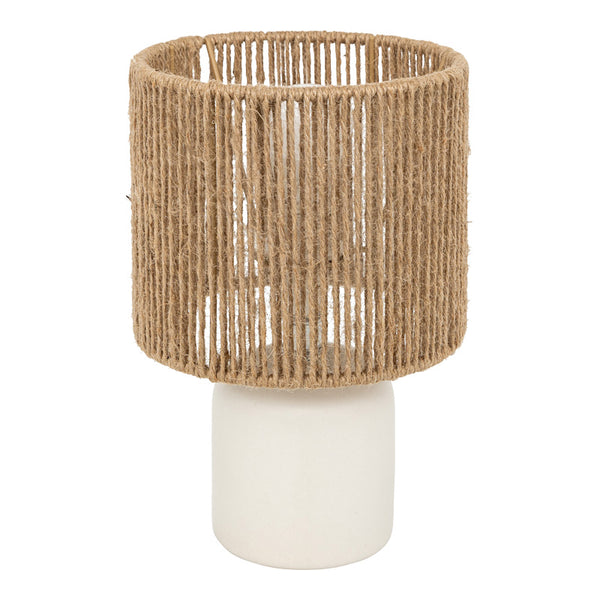 Lampa de masa Leyda, Ceramica, Alb-Natural, 16x24 cm