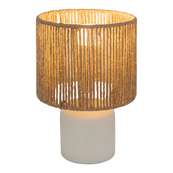 Lampa de masa Leyda, Ceramica, Alb-Natural, 16x24 cm