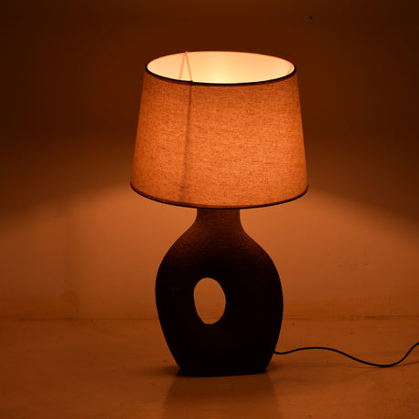 Lampa de masă Ovola, Ceramică, Gri și Bej, 30x52 cm