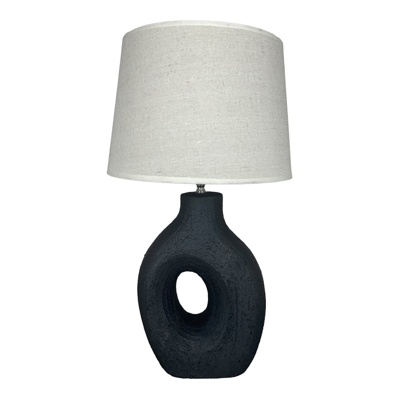 Lampă de masă Ovola, ceramică, negru-bej, 30x52 cm