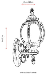 Lampă de perete de exterior BAP 212121 Outdoor Wall Lamp, Negru, 29x47x26 cm