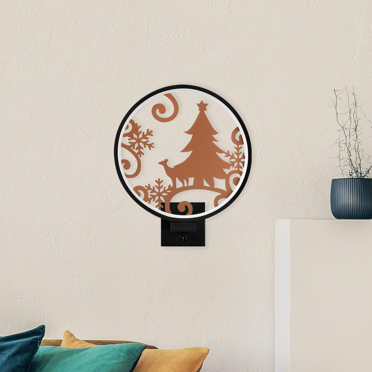 Lampă de perete XMAS19, Negru, 10x36x30 cm