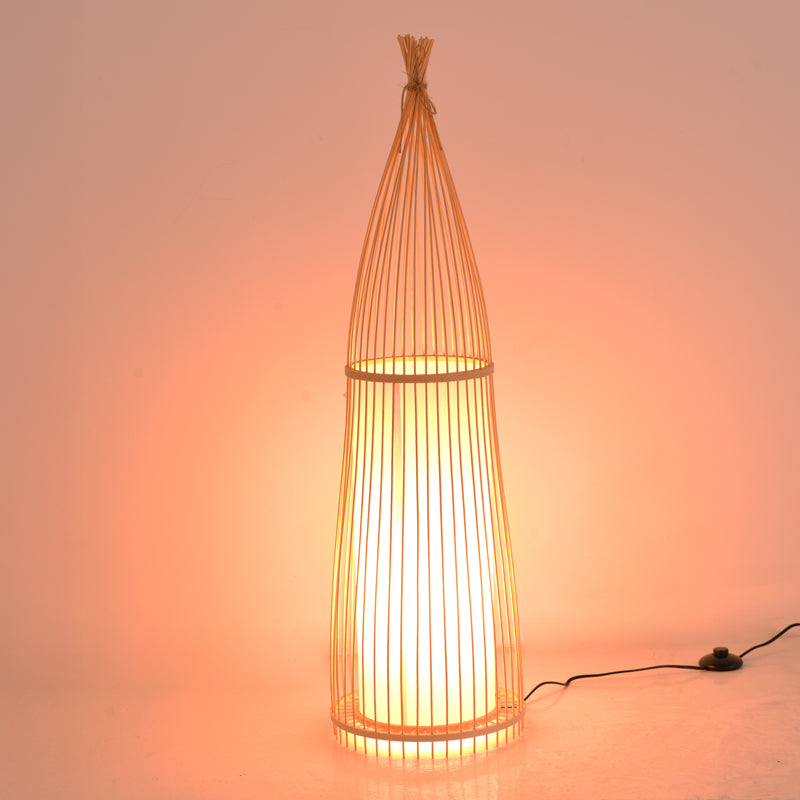 Lampa de podea Florance bambus, Natural, D28x100 cm, imagine suplimentara