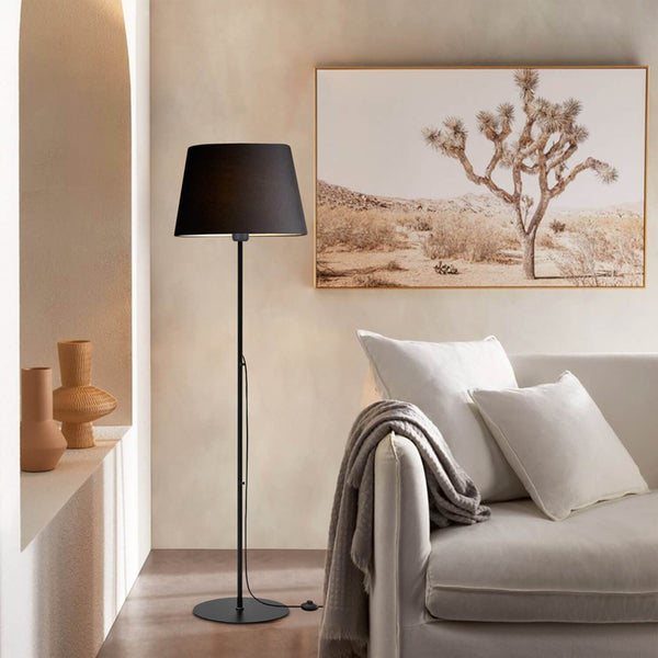 Lampa de podea Lumider din tesatura-metal, neagra, D35x152 cm