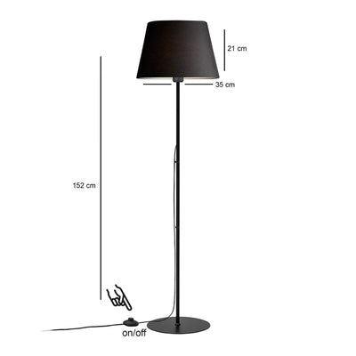 Lampa de podea Lumider din tesatura-metal, neagra, D35x152 cm, perspectiva suplimentara