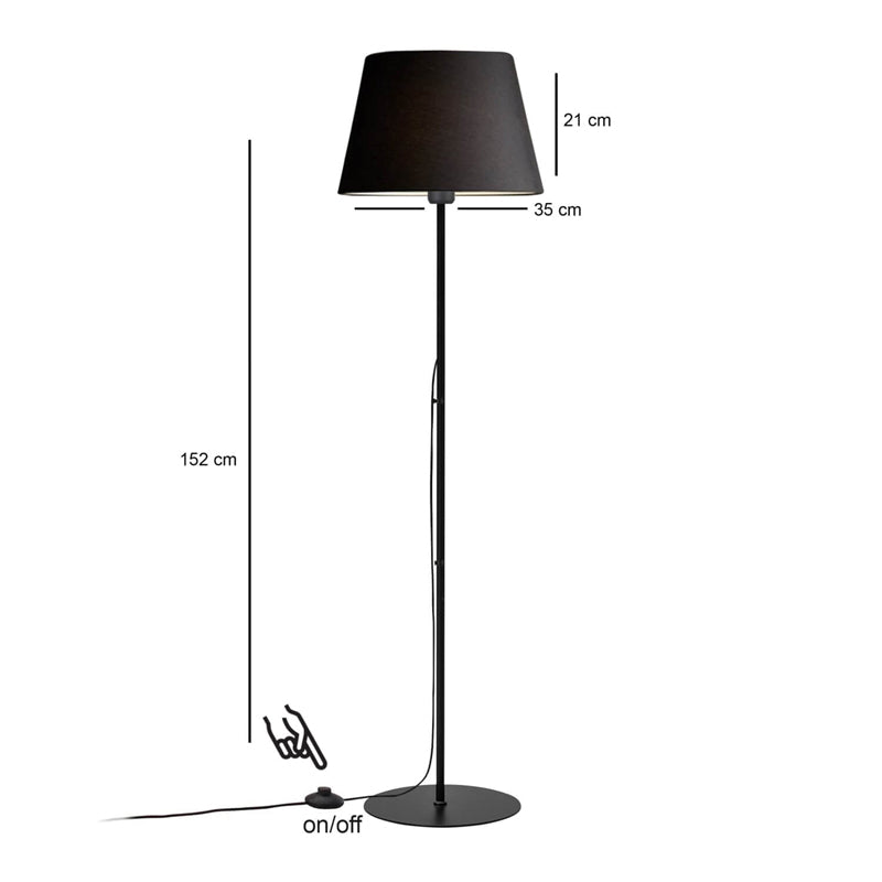 Lampa de podea Lumider din tesatura-metal, neagra, D35x152 cm, perspectiva suplimentara