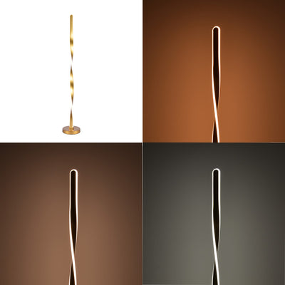 Lampadar cu iluminare LED Pelepho, metal, auriu, 20x130 cm, imagine suplimentara