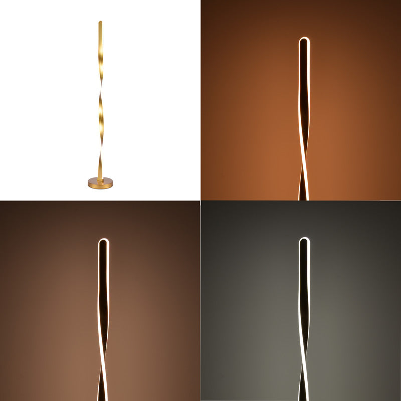 Lampadar cu iluminare LED Pelepho, metal, auriu, 20x130 cm, imagine suplimentara