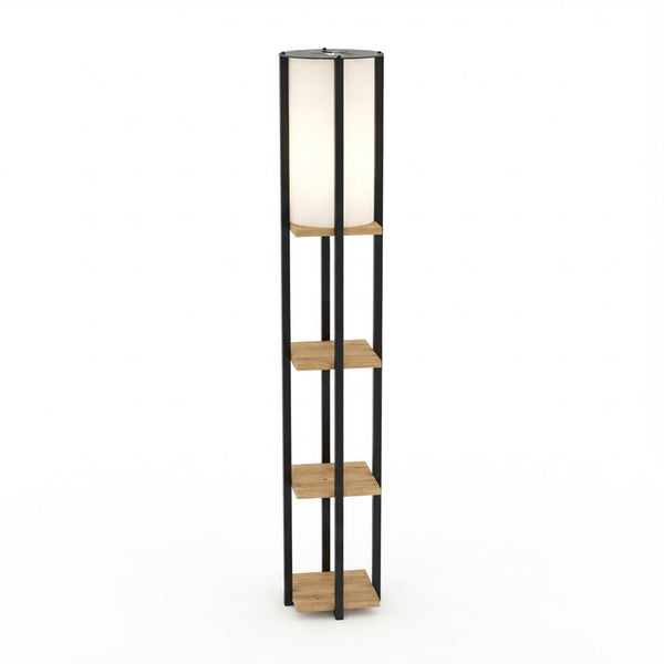 Lampadar Starda, cu rafturi, Stejar, 25x25x150 cm