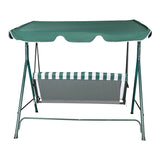 Leagăn de grădină cu suport din metal, stofă, verde-alb, 170x110x153 cm