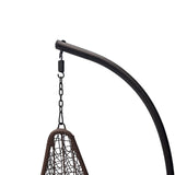 Leagăn tip cuib pe bază Soleil, Metal Negru - Ratan Natural, Pernă, Neagră, 120x95x195 cm - Maro