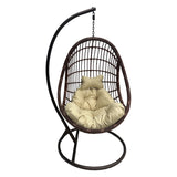 Leagăn tip cuib cu suport Cungo, metal și ratan maro, pernă, bej, 125x105x195 cm