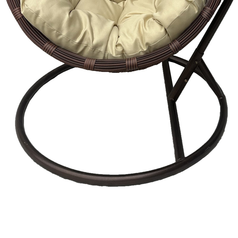 Leagăn tip cuib cu suport Cungo, metal și ratan maro, pernă, bej, 125x105x195 cm