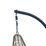 Leagăn tip cuib pe bază Soleil, Metal Negru - Ratan Natural, Pernă, Neagră, 120x95x195 cm - Negru