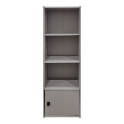 Lenobia column Bibliotecă cu cabinet light, gri, 31x24x95 cm, perspectiva suplimentara