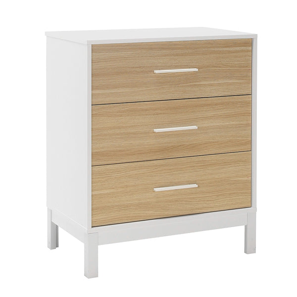 Comoda Adore London, 3 sertare, Alb - Stejar, 73x88x45 cm