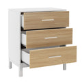 Comoda Adore London, 3 sertare, Alb - Stejar, 73x88x45 cm, perspectiva suplimentara