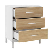 Comoda Adore London, 3 sertare, Alb - Stejar, 73x88x45 cm, perspectiva suplimentara