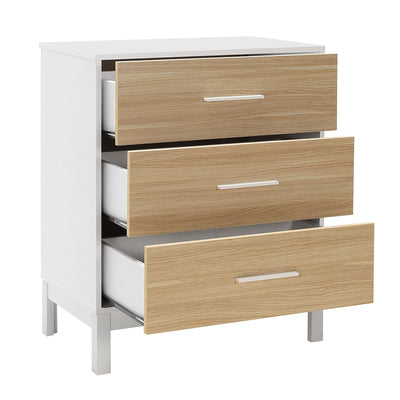 Comoda Adore London, 3 sertare, Alb - Stejar, 73x88x45 cm, perspectiva suplimentara
