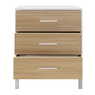 Comoda Adore London, 3 sertare, Alb - Stejar, 73x88x45 cm, foto produs 6