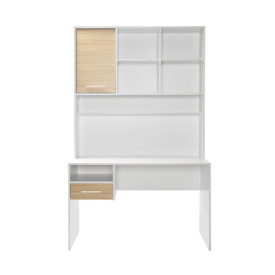 Birou Adore London cu biblioteca, Alb - Stejar, 120x196x60 cm, foto produs