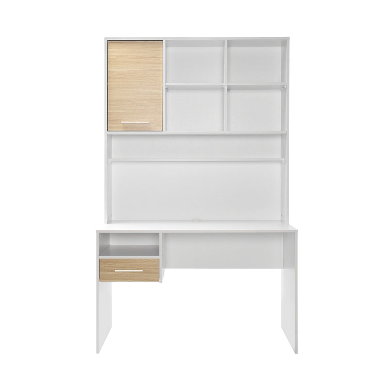 Birou Adore London cu biblioteca, Alb - Stejar, 120x196x60 cm, foto produs