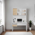 Birou Adore London cu biblioteca, Alb - Stejar, 120x196x60 cm, foto produs 6