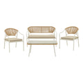Lounge Bonanza set 4buc bej ratan-aluminiu alb