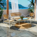 Lounge Bonanza set 4buc bej ratan-aluminiu, alb, 124x64x78 cm, imagine suplimentara