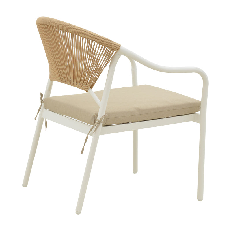 Lounge Bonanza set 4buc bej ratan-aluminiu, alb, 124x64x78 cm, perspectiva suplimentara