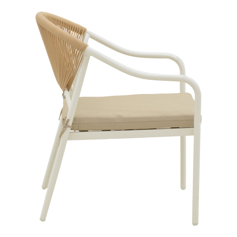 Lounge Bonanza set 4buc bej ratan-aluminiu, alb, 124x64x78 cm