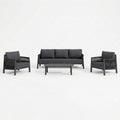 Lounge de exterior Feralda, cu funcție relaxare, aluminiu și sfoară gri deschis, compacte, vedere ambient pentru terasa, aluminiu, sfoara decorativa, perne textile, masuta inclusa, fotolii confortabile, canapea pentru terasa, mobilier pentru gradina si terasa