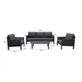 Lounge de exterior Feralda, cu funcție relaxare, aluminiu și sfoară gri deschis, compacte, imagine 4, aluminiu, sfoara decorativa, perne textile, masuta inclusa, fotolii confortabile, canapea pentru terasa, mobilier pentru gradina si terasa