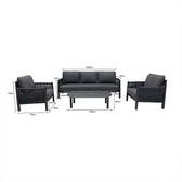 Lounge de exterior Feralda, cu funcție relaxare, aluminiu și sfoară gri deschis, compacte, imagine 4, aluminiu, sfoara decorativa, perne textile, masuta inclusa, fotolii confortabile, canapea pentru terasa, mobilier pentru gradina si terasa