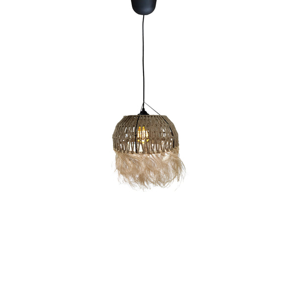 Lustra Bowler din rachita, Natural, D31x69 cm