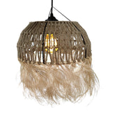 Lustra Bowler din rachita, Natural, D31x69 cm, imagine suplimentara