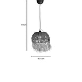 Lustra Bowler din rachita, Natural, D31x69 cm, detaliu produs
