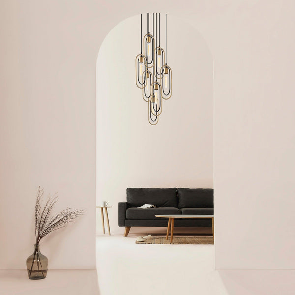 Lustra Cerco Chandelier, Negru, 48x48x132 cm
