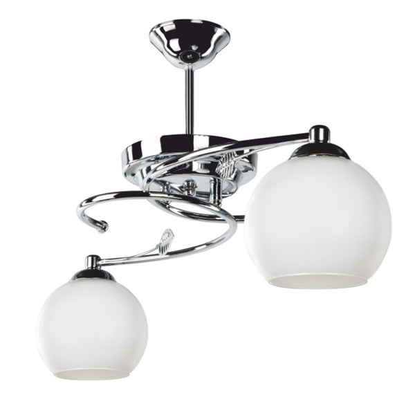 Lustra cu 2 lumini PWL-0966, alb-argintiu, D67x38 cm