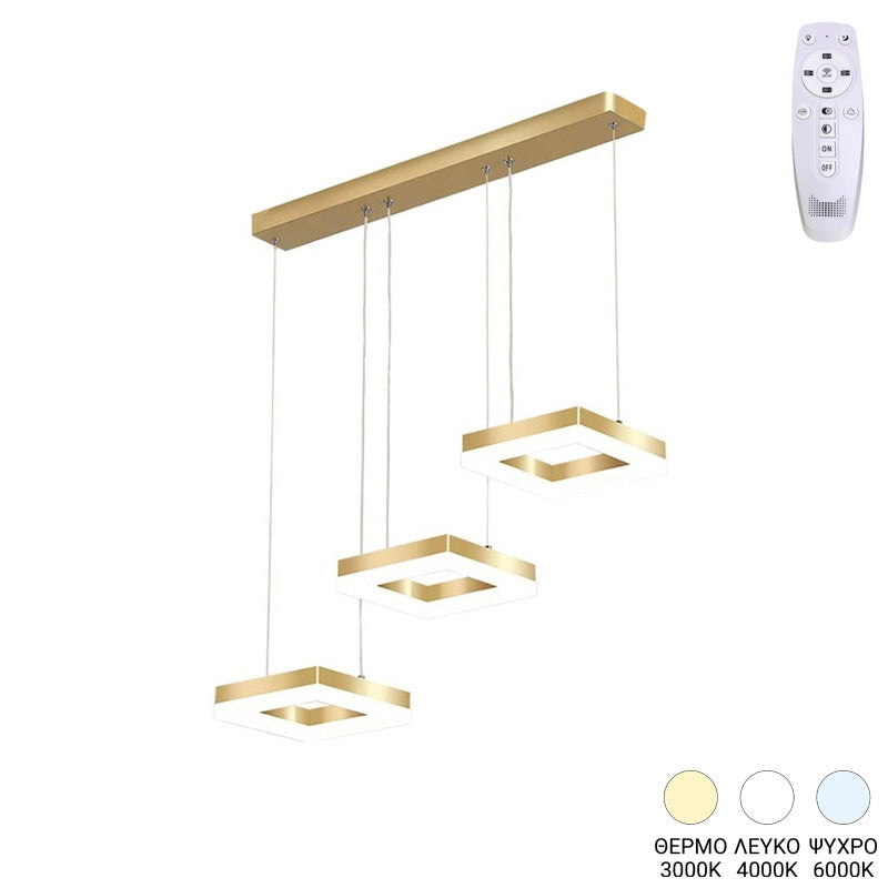 Lustra Benor, metal si LED, 70x20x15 cm - Auriu