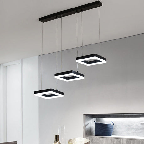 Lustra cu 3 becuri LED Benor, metal, Negru, 70x20x15 cm