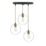 Lustra cu 3 lumini Kasper, negru-auriu, D30x79 cm